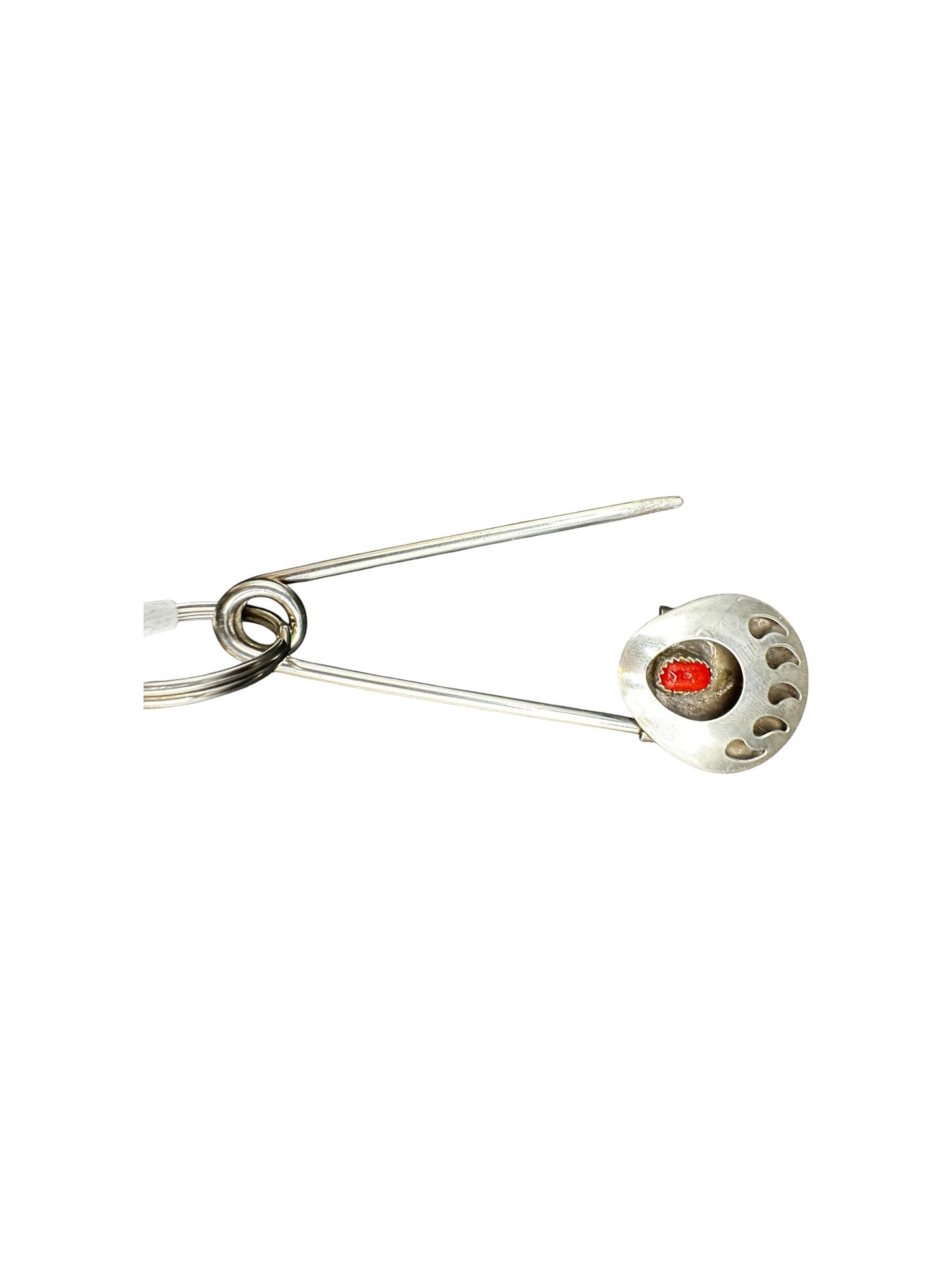 Keychain/Purse Charm - Large Safety Pin - Sterling Silver & Genuine Gem Stones - Artisan Collection