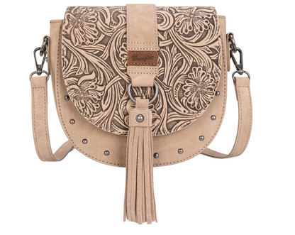 Montana West - Wrangler Women's Tooled Saddle Crossbody Handbag/Purse