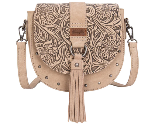 Montana West - Wrangler Women's Tooled Saddle Crossbody Handbag/Purse
