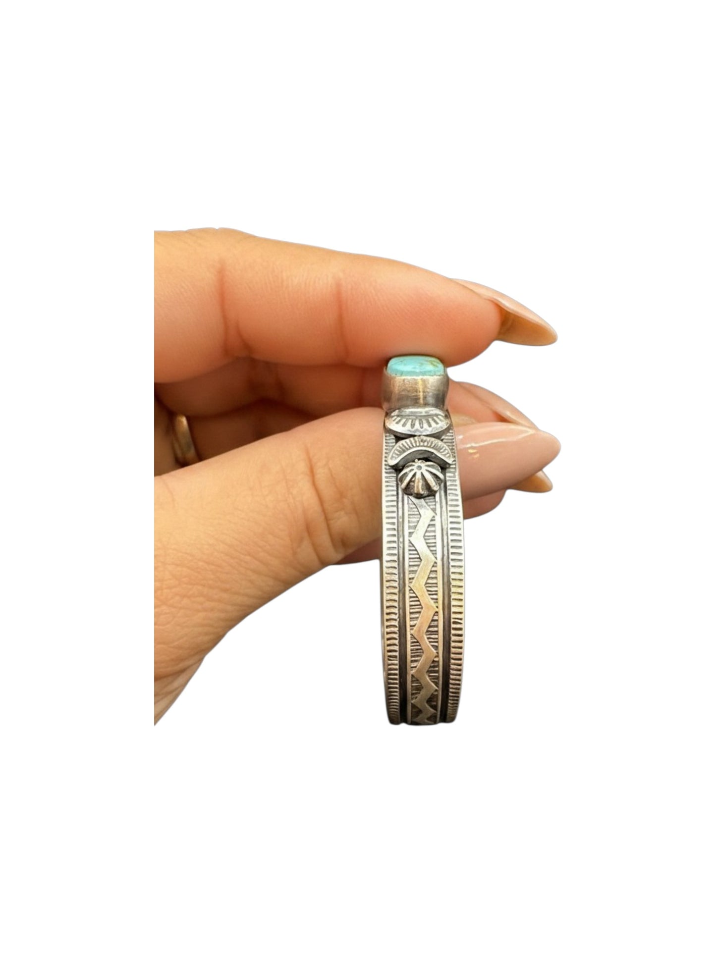 Medium Stacker Cuff Bracelet – Sterling Silver and Sonoran Turquoise -  Handmade Native American - Melvin Francis