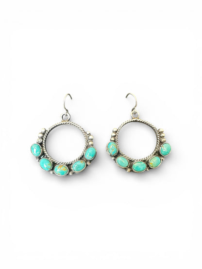 Marcella James - Turquoise and Sterling Silver - Hook Earrings - Handcrafted Native American