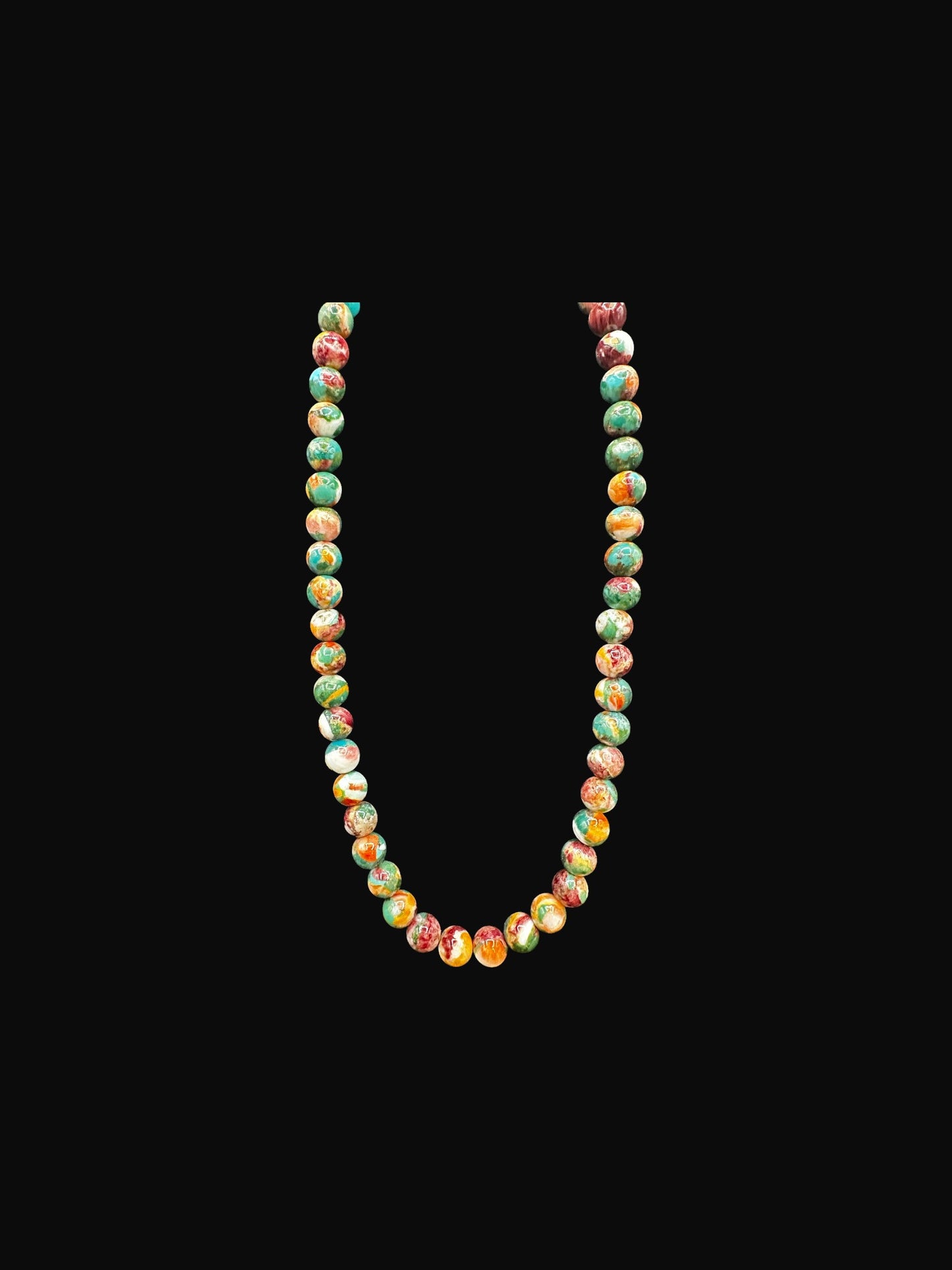8MM Pearl Necklace - Pressed Genuine Turquoise & Spiny Oyster Pearl -  Hand-Strung Artisan Collection
