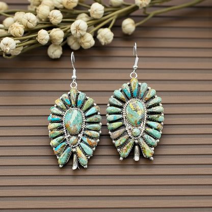 Justin and Wilma Wilson - Large Blossom Hook Earrings - Handcrafted Native American