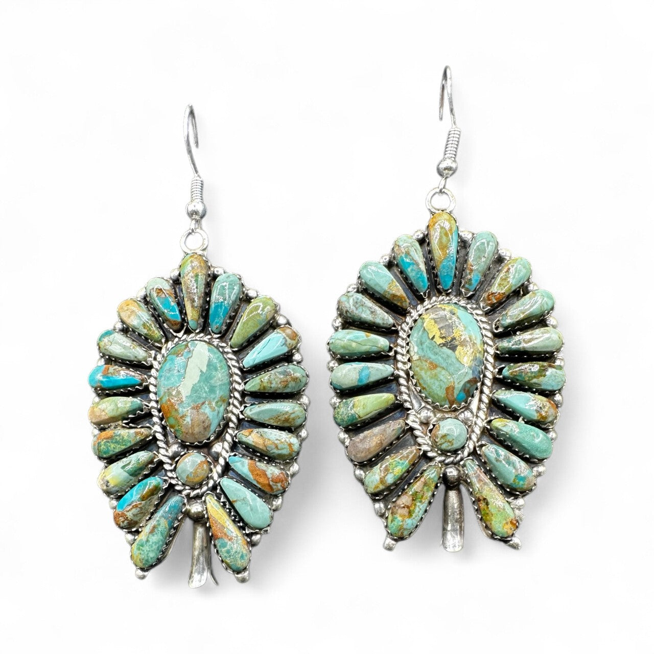 Justin and Wilma Wilson - Large Blossom Hook Earrings - Handcrafted Native American