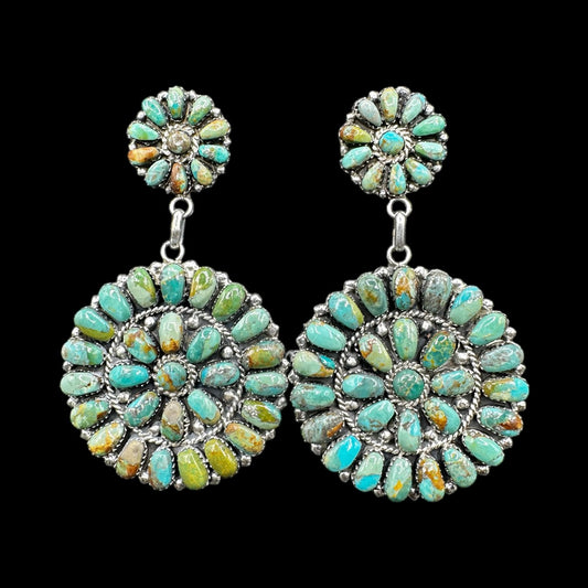 Cluster - Sonoran Turquoise & Sterling Silver - Drop Earrings - DLW - Handcrafted Native American