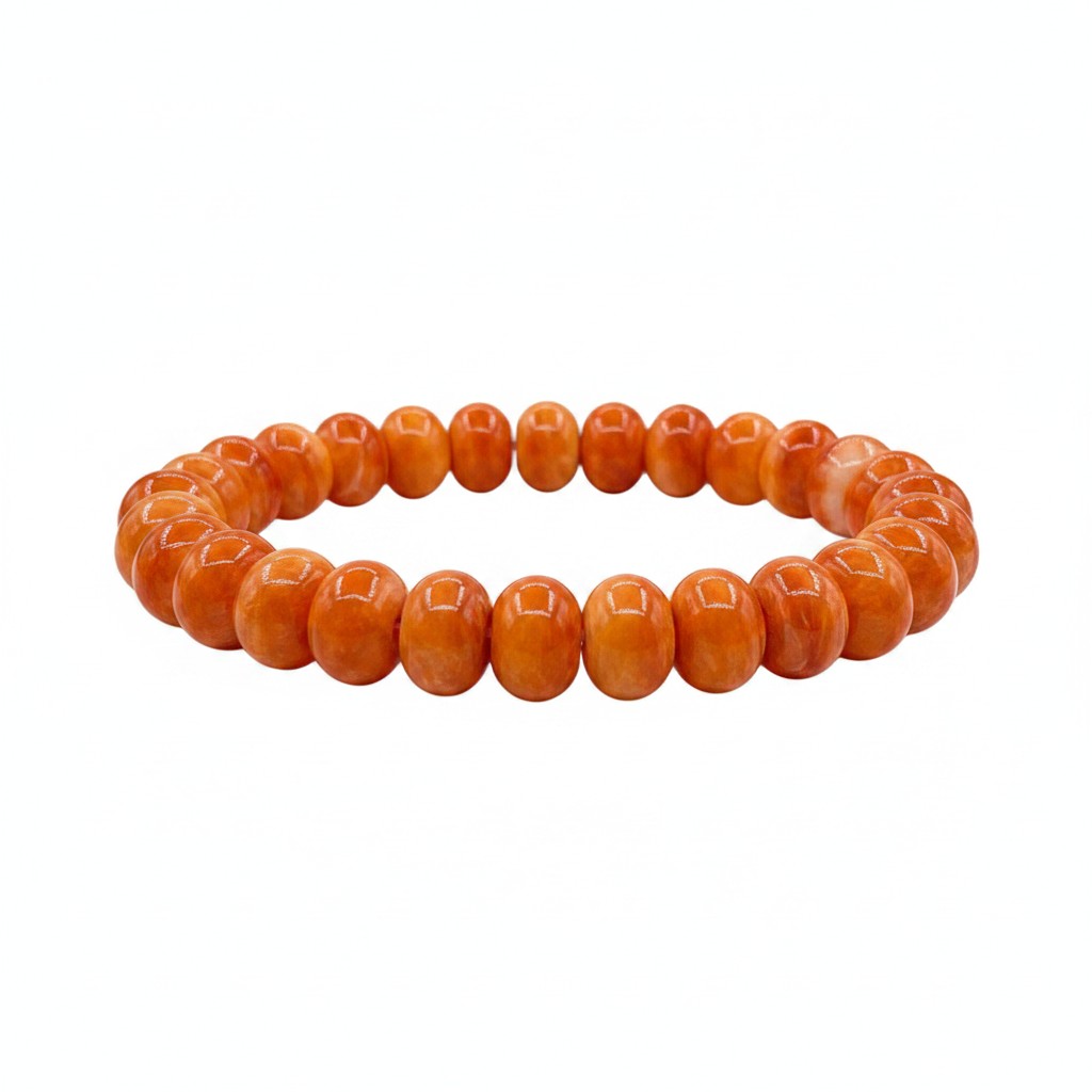 Orange Spiny Oyster Stretch Bracelet – 10MM Rondelle Beads –  Handstrung Artisan Collection