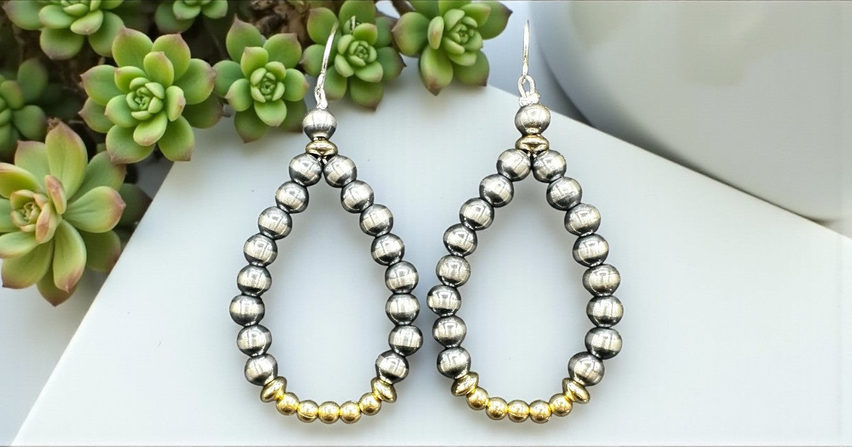 Teardrop - 5MM Pearls Dangle Earrings - Gold Filled & Sterling Silver - Hand Strung