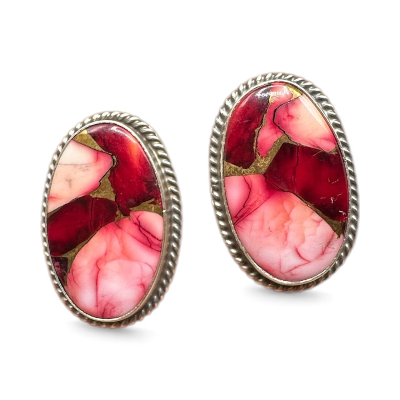 Byron Begay - Dahlia Rose and Sterling Silver Earrings - Handmade Native American