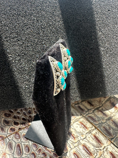 Medium Arrow Head Earrings - Multi Stone Turquoise Zuni - Handmade Native American - Molina Jack