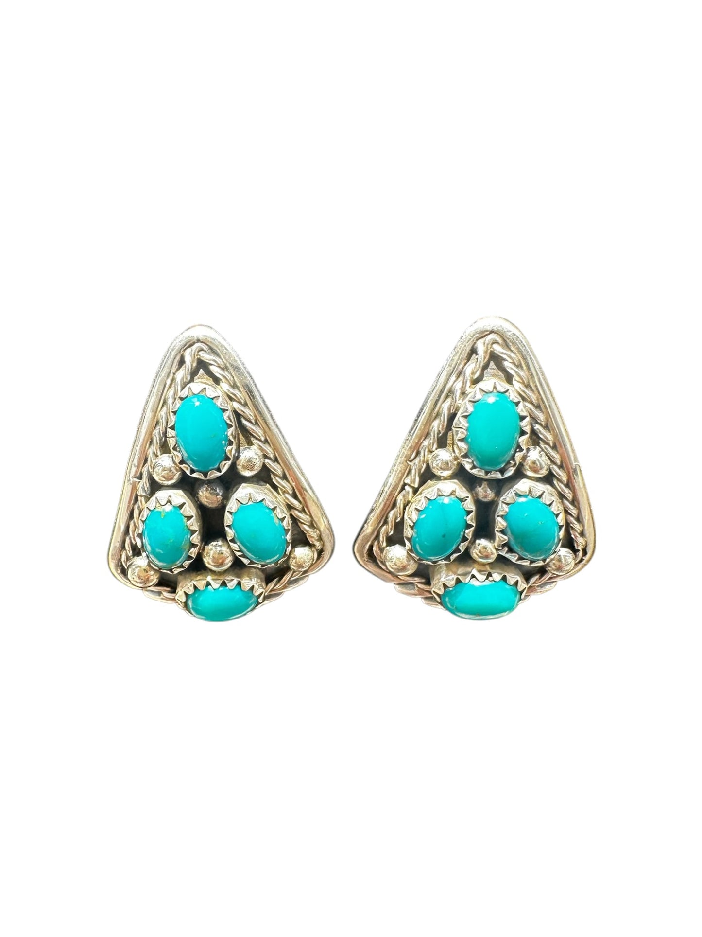 Medium Arrow Head Earrings - Multi Stone Turquoise Zuni - Handmade Native American - Molina Jack