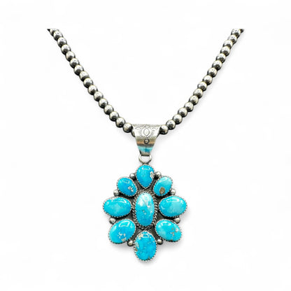 Ann Spencer - Cluster Pendant- Turquoise and Sterling Silver - Handcrafted Native American