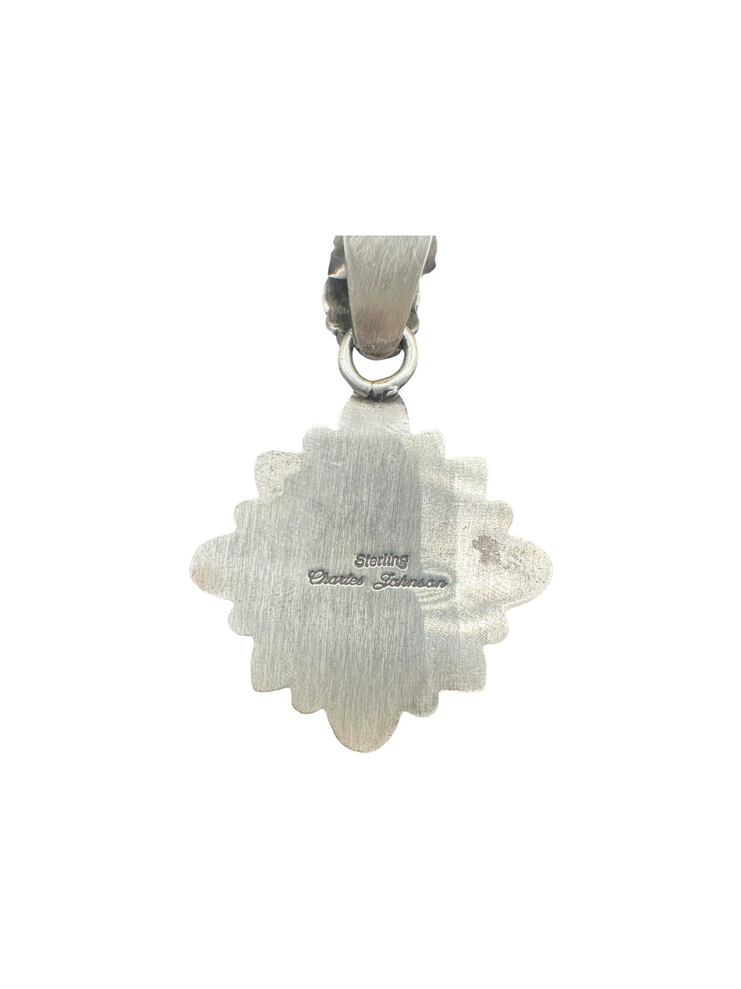 Floral Pendant - Turquoise and Sterling Silver  - Charles Johnson - Handcrafted Native American