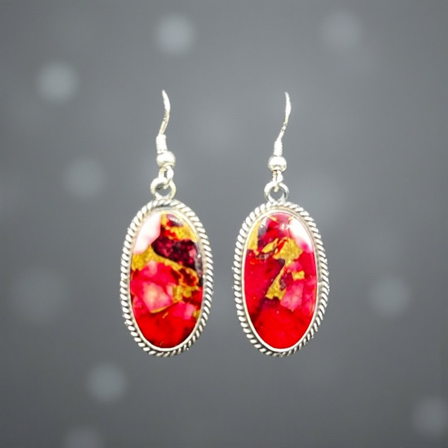 Byron Begay - Dahlia Rose and Sterling Silver Earrings - Handmade Native American