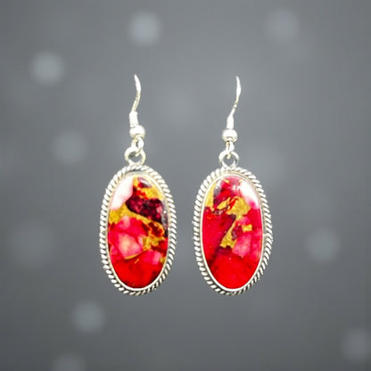 Byron Begay - Dahlia Rose and Sterling Silver Earrings - Handmade Native American
