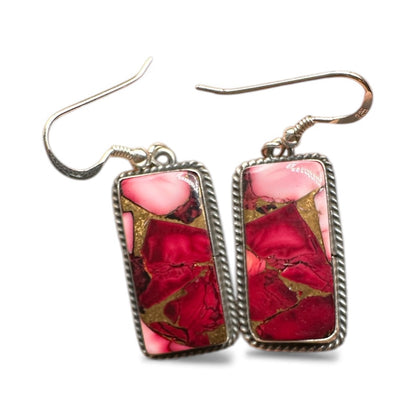 Byron Begay - Dahlia Rose and Sterling Silver Earrings - Handmade Native American