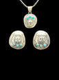 Bobby Platero | Cowboy Hat Pendant & Earrings SET | Sterling Silver & Turquoise | Handmade Native American
