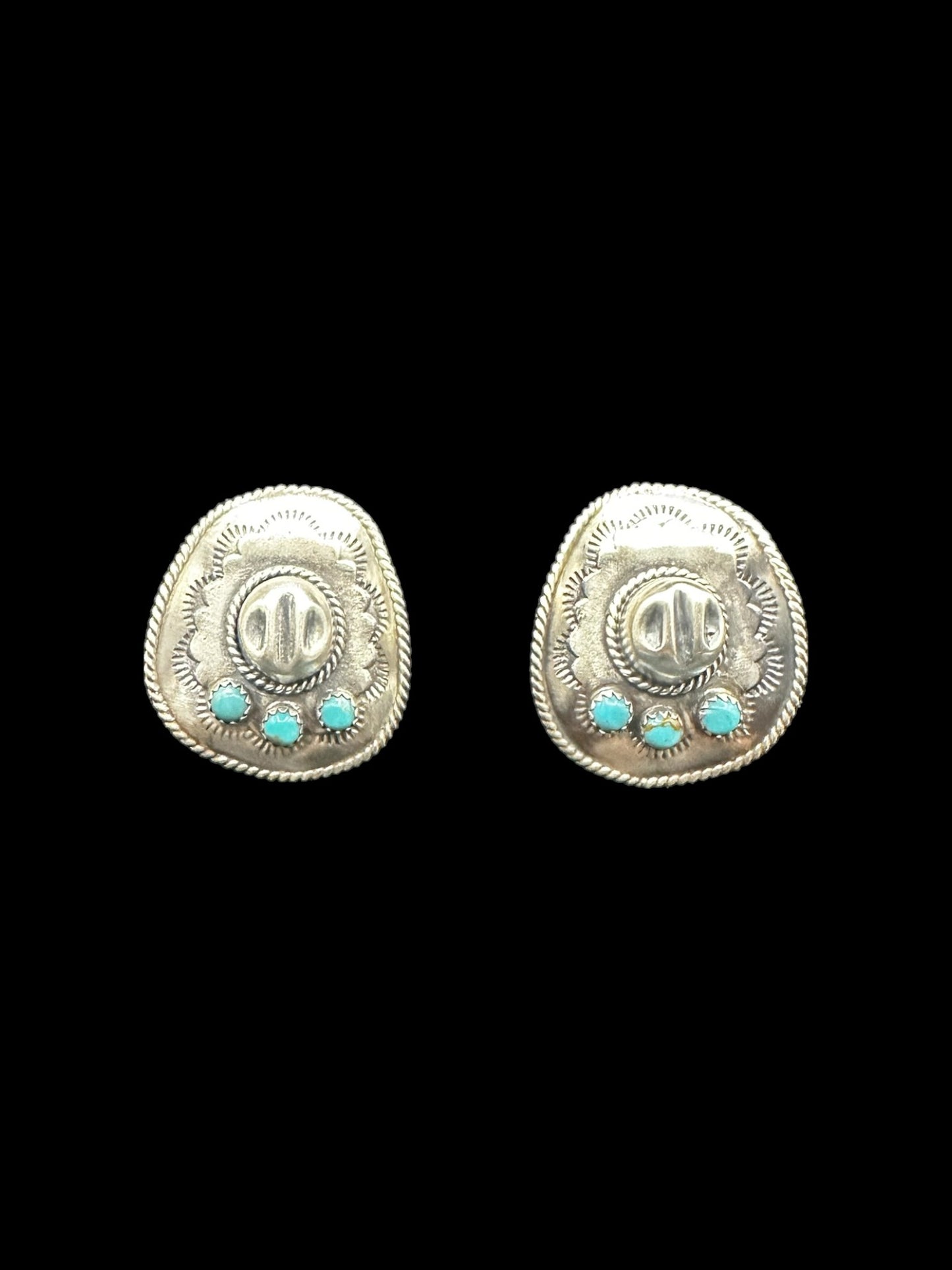Bobby Platero | Cowboy Hat Pendant & Earrings SET | Sterling Silver & Turquoise | Handmade Native American