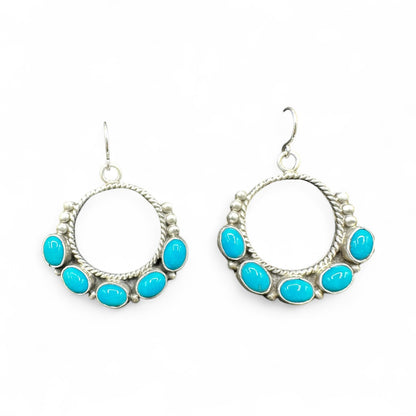 Marcella James - Turquoise and Sterling Silver - Hook Earrings - Handcrafted Native American