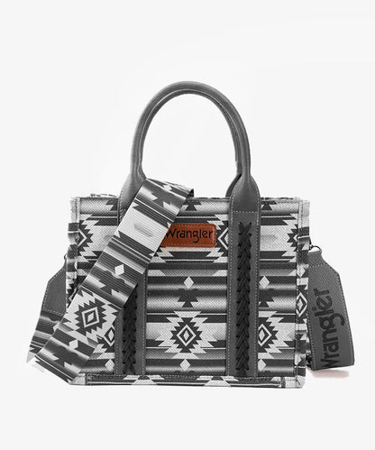 Wrangler -  Aztec Small Tote Crossbody and Card Case - 2 Piece Set - Coffee