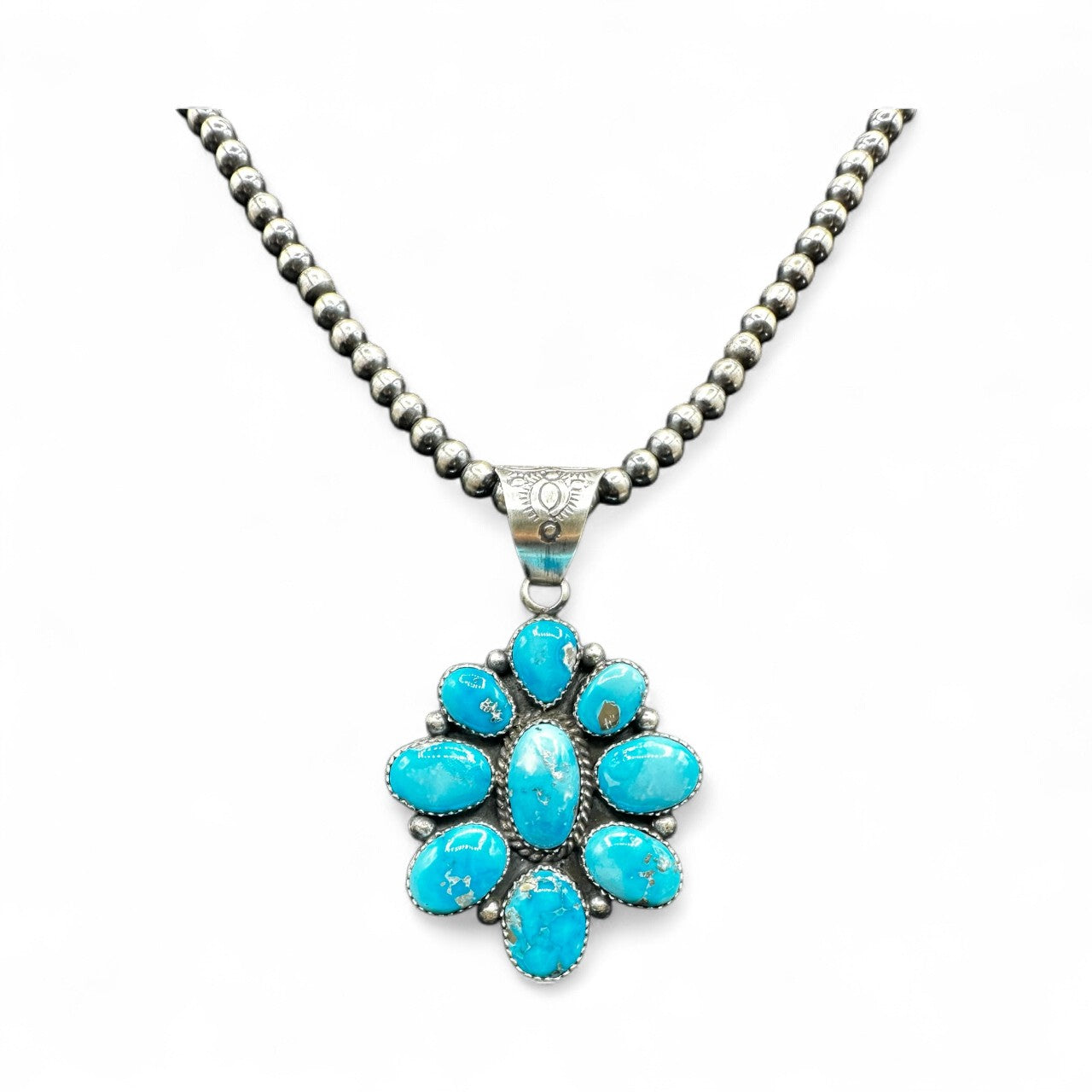 Ann Spencer - Cluster Pendant- Turquoise and Sterling Silver - Handcrafted Native American