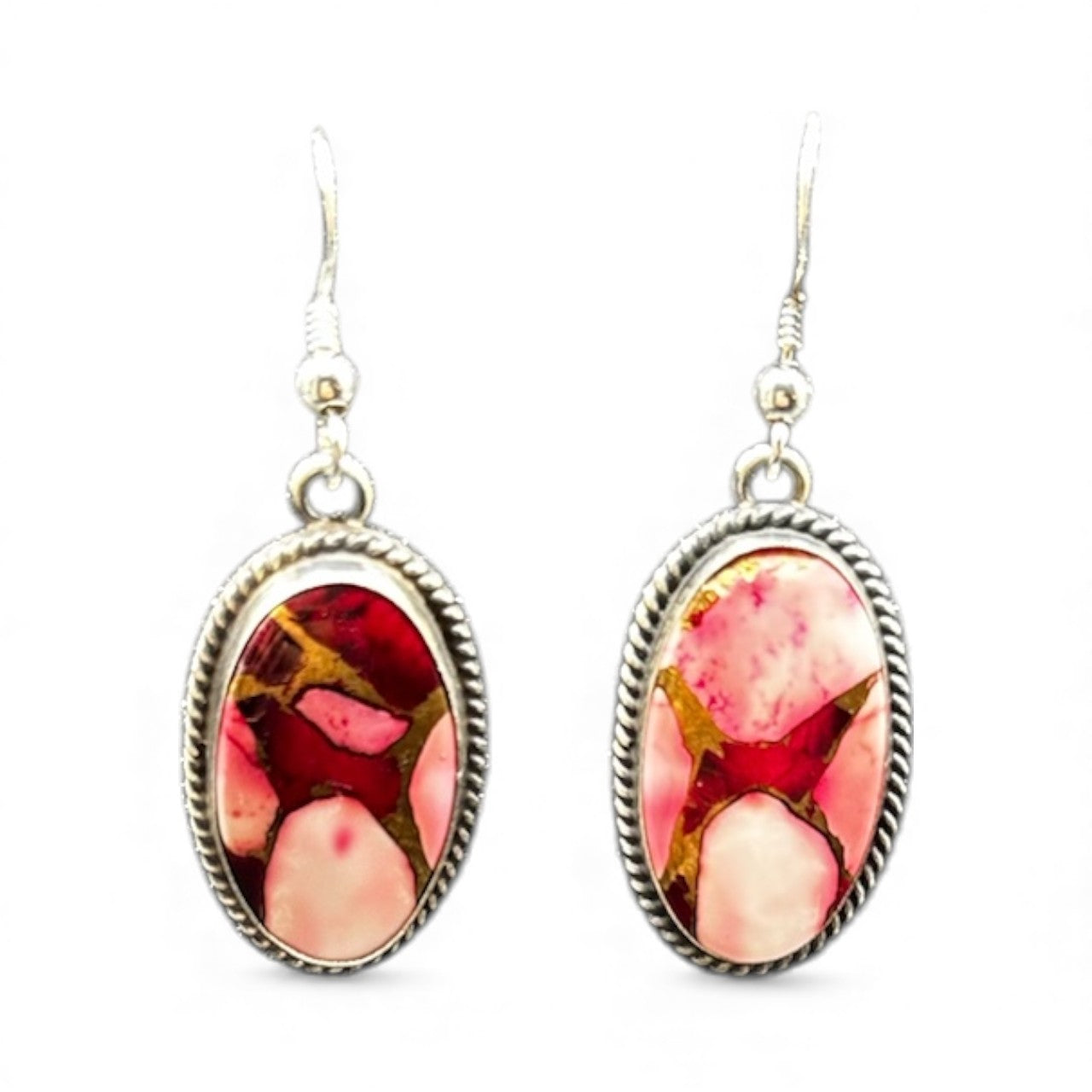Byron Begay - Dahlia Rose and Sterling Silver Earrings - Handmade Native American