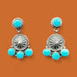 Cluster - Turquoise/Spiny Oyster and Sterling Silver - Drop Earrings - Handcrafted Native American
