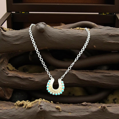 Emer Thompson - Turquoise and Sterling Silver Horseshoe Pendant - Handmade Native American