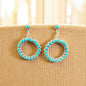 Turquoise and Sterling Silver Round Dangle  - Stud Earrings - Handcrafted Native American
