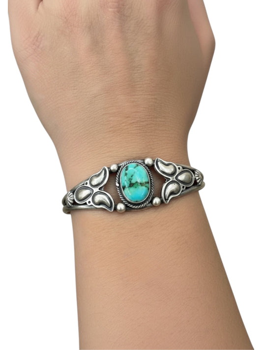 Sonoran Turquoise and Sterling Silver Women's Cuff - Handmade Anglo American