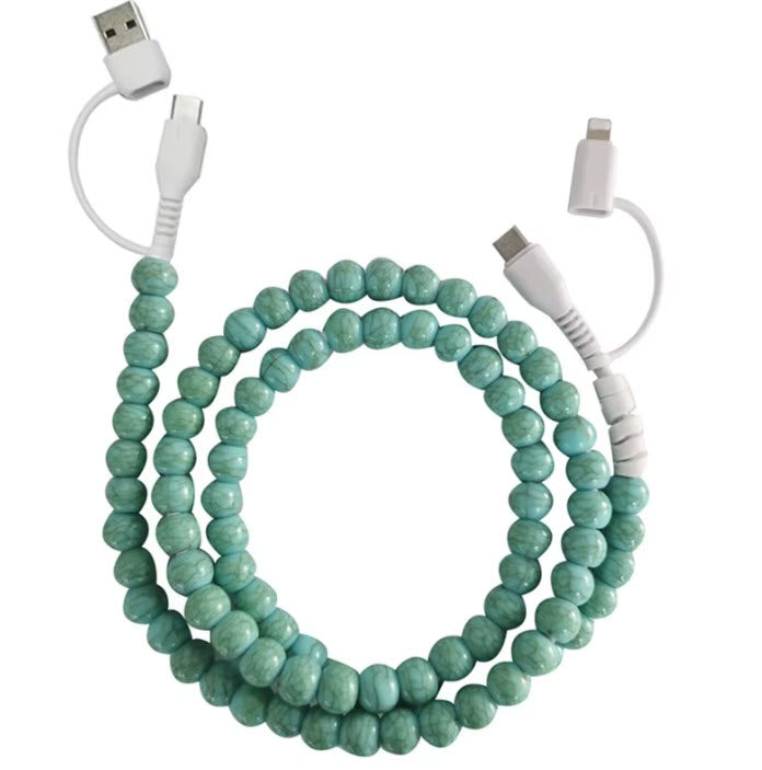 Upgrade 4-in-1 Multi-Function Chargers Pearl Design Charging Kit for Computer and All Phones - 1 meter Length