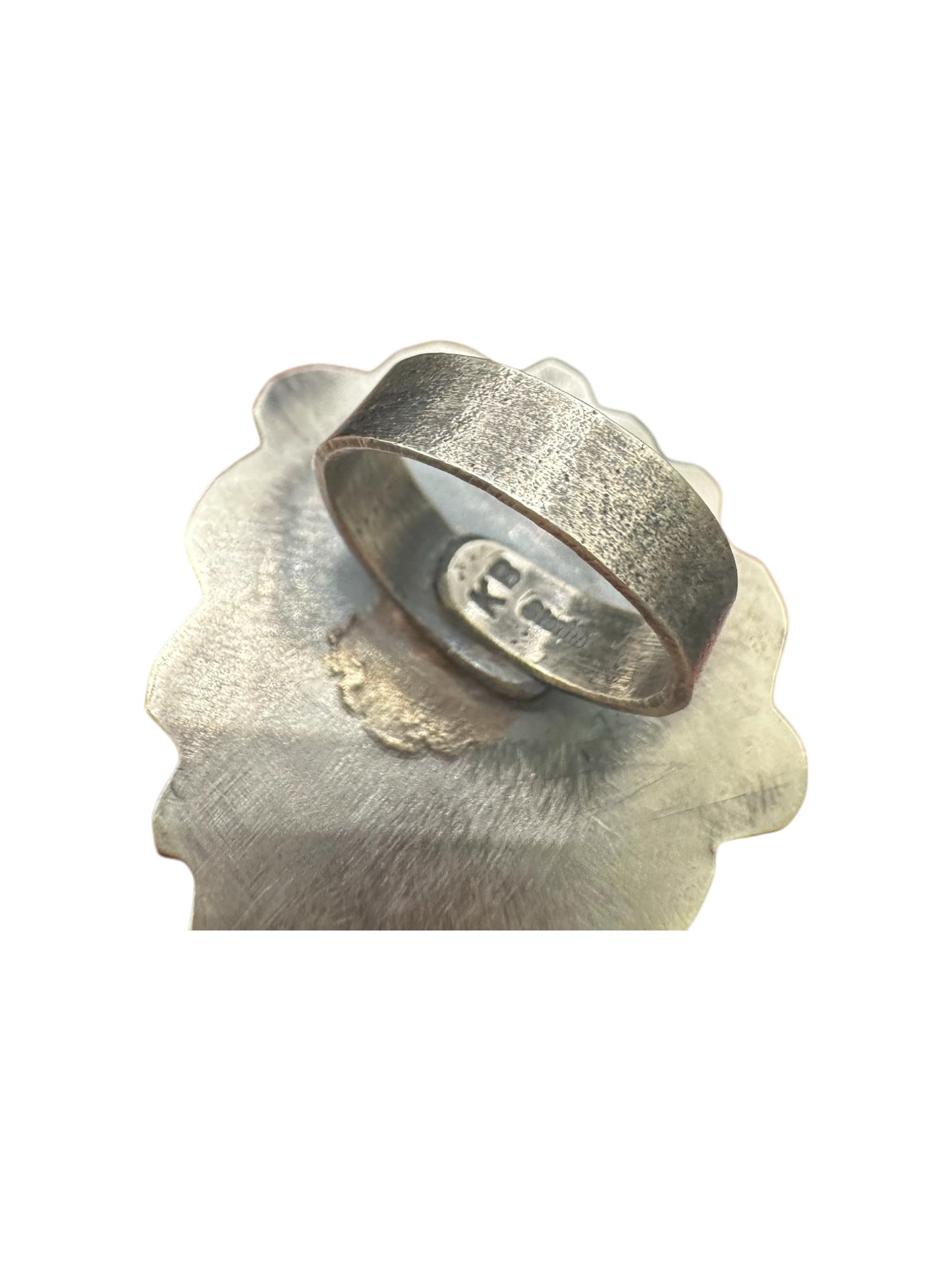 Large Heart Cabochon Ring  – Sterling Silver and Genuine Spiny Oyster -  Authentic Handmade Native American – Kevin Billah
