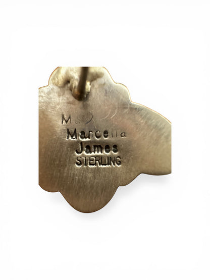 Medium Quarter Cluster Stud Earrings – Sterling Silver,  Genuine Turquoise and Spiny Oyster -  Authentic Native American Handmade – Marcella James - Made in USA