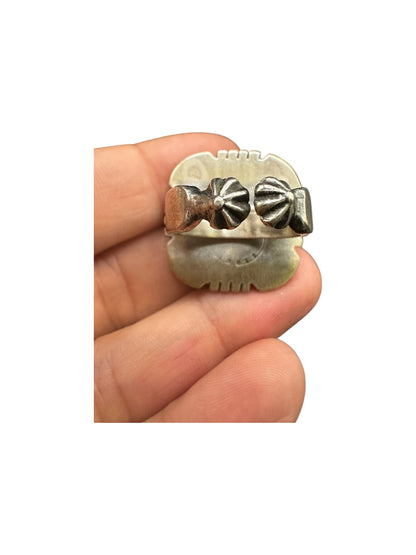 Medium Square Cabochon Ring  – Sterling Silver and Genuine Turquoise Ring -  Authentic Handmade Native American – John McCray