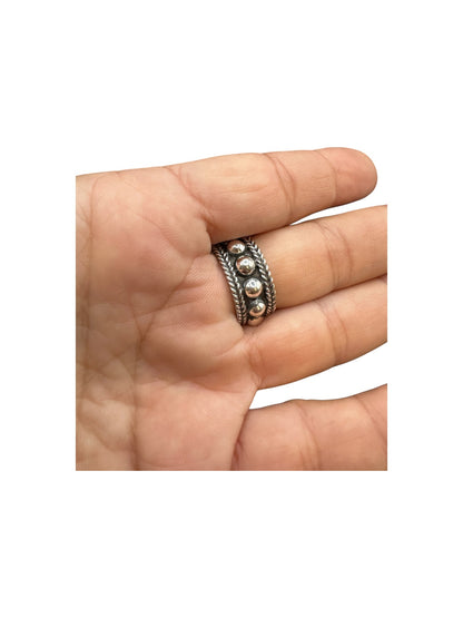 Sterling Silver Flat Pearl Ring - Thick Band - Artisan Collection