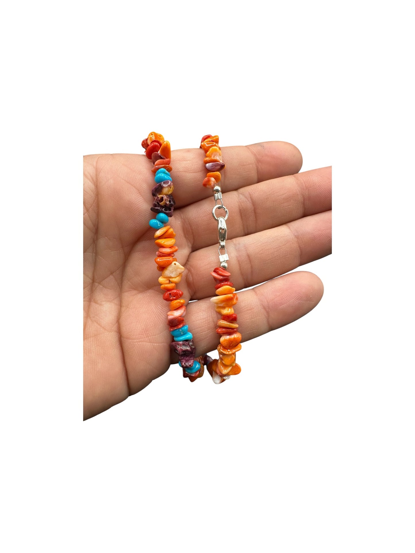 Single Strand Heishi Necklace with Genuine Spiny Oysters Nuggets  - Hand-Strung [173]