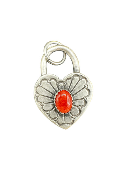 Small Heart Pendant - Sterling Silver & Genuine Turquoise - Handmade by Patricia Yazzie