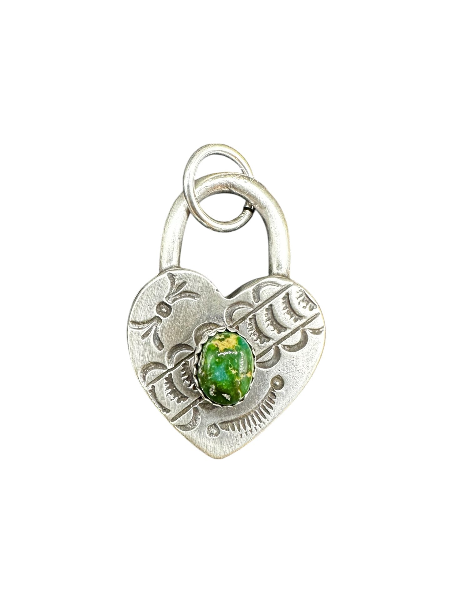 Small Heart Pendant - Sterling Silver & Genuine Turquoise - Handmade by Patricia Yazzie