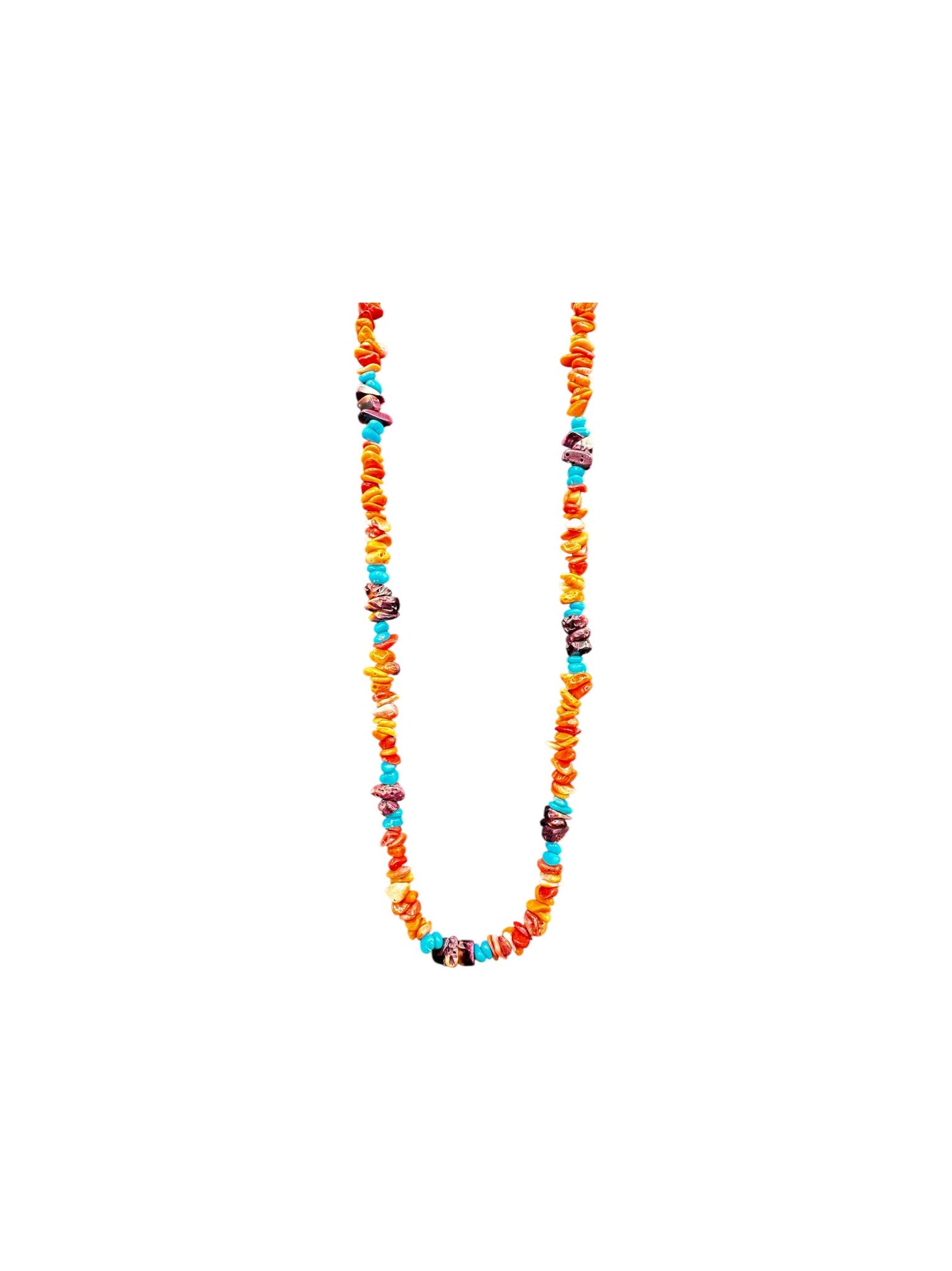 Single Strand Heishi Necklace with Genuine Spiny Oysters Nuggets  - Hand-Strung [173]