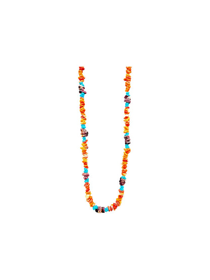 Single Strand Heishi Necklace with Genuine Spiny Oysters Nuggets  - Hand-Strung [173]