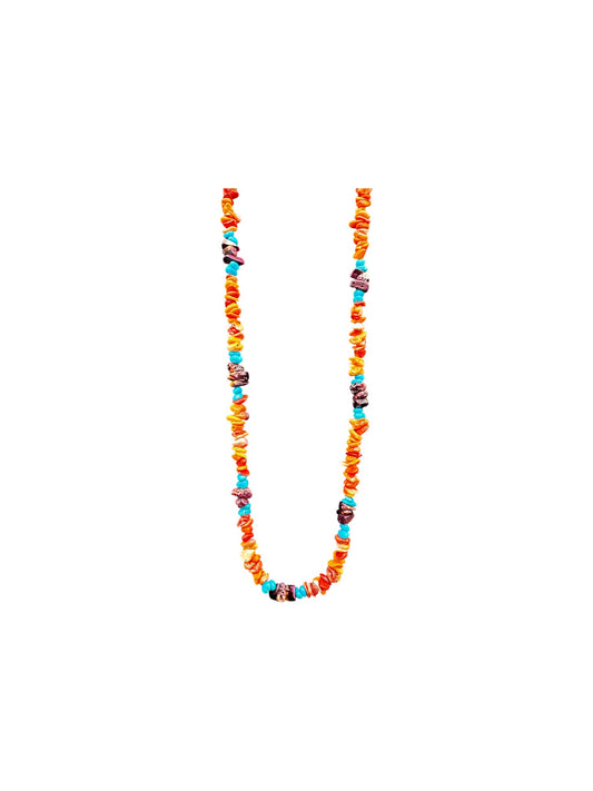 Single Strand Heishi Necklace with Genuine Spiny Oysters Nuggets  - Hand-Strung [173]