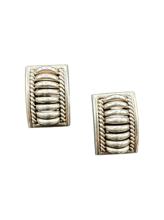 Medium Rectangle Stud Earrings – Sterling Silver Ring Inlay -  Native American Handmade – Tommie Charlie [327]