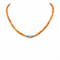 4MM Heishi Necklace – Genuine Orange Spiny Oyster with Sterling Silver Pearl - Handmade Native American | Pueblo Craft | New Mexico, USA