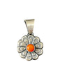 Chimney Butte Pendant - Floral Sterling Silver and Orange Spiny Oyster