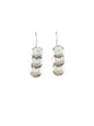 Medium Hook Dangle Earrings – Triple Disc Saucer Pearls -  Authentic Native American Handmade - American Sterling Silver - Made in USA