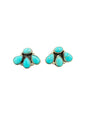 Medium Quarter Cluster Stud Earrings – Sterling Silver & Genuine Turquoise -  Authentic Native American Handmade – Marcella James - Made in USA