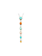 Multi Color & Stone Lariat Necklace – Sterling Silver, Turquoise, Spiny Oyster, Queen Pink Conch -  Authentic Native American Handmade – Harrison Yazzie - Made in USA