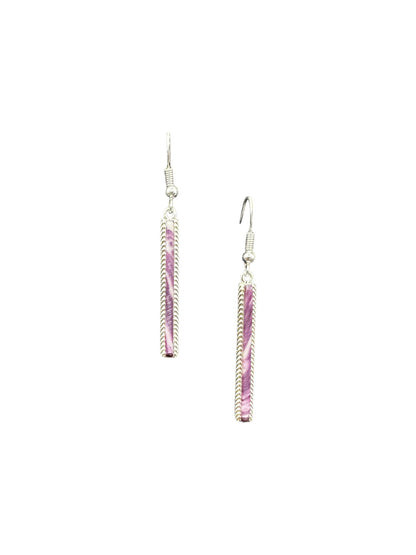 Dainty Hook Dangle Earrings – Sterling Silver, Purple Spiny Oyster Composite -  Authentic Native American Handmade -Allen Barney - Made in USA