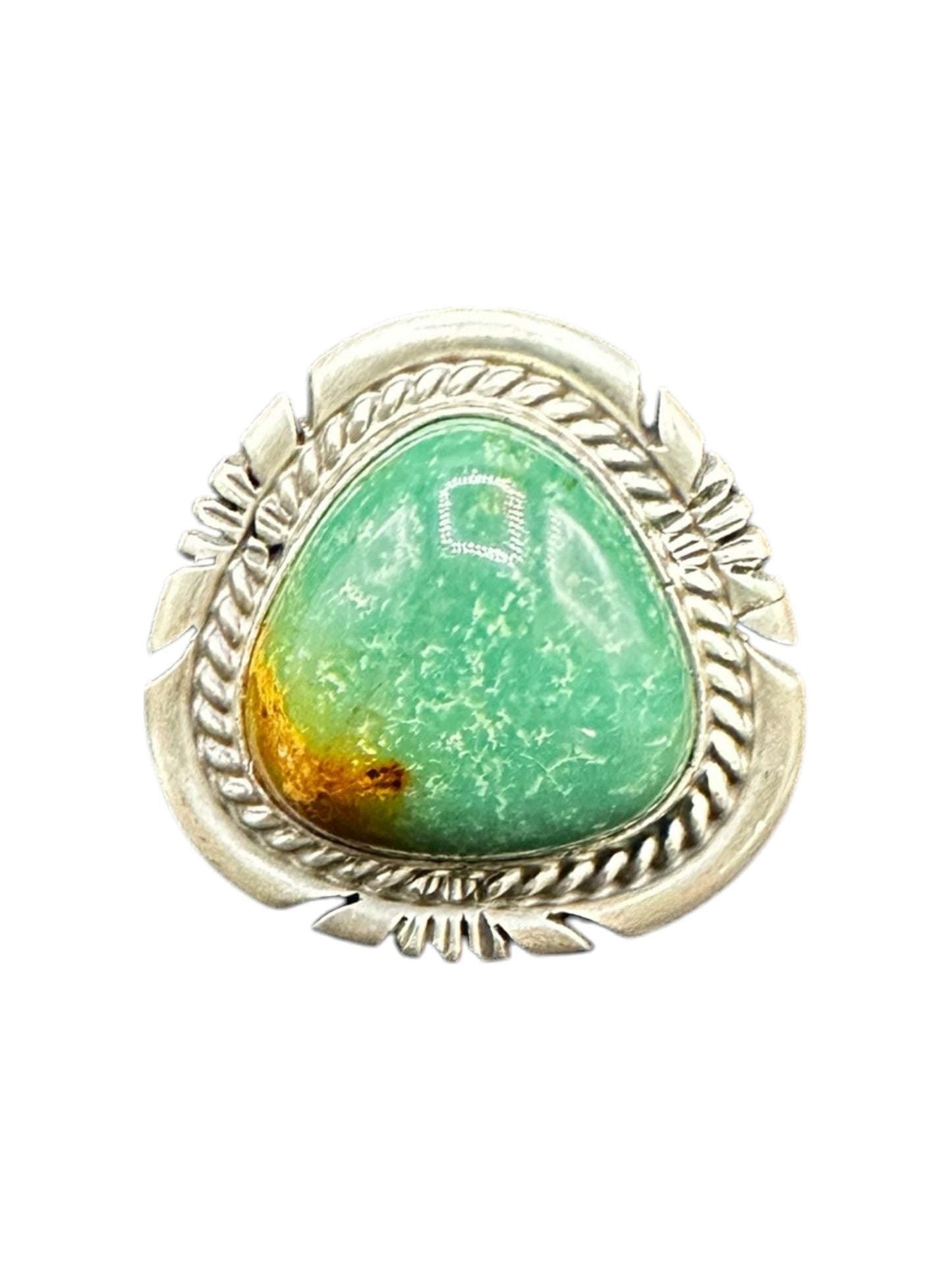Medium Trillion Cabochon Ring  – Sterling Silver and Genuine Turquoise Ring -  Authentic Handmade Native American – John McCray