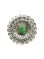 Large Round Cabochon Ring  – Multi Layer Floral Sterling Silver and Genuine Turquoise -  Authentic Handmade Native American – Leroy James