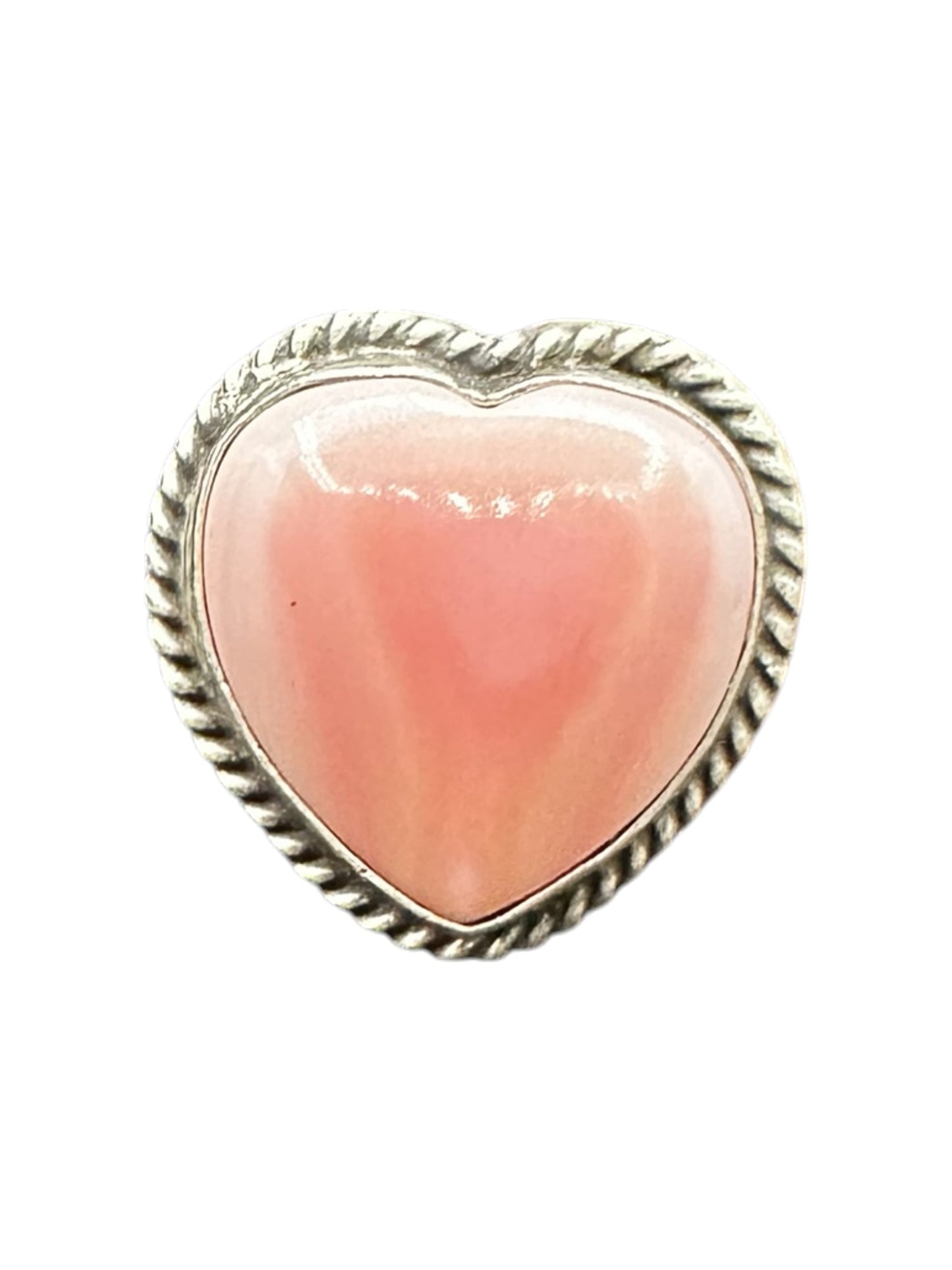 Medium Heart Cabochon Ring  – Sterling Silver and Genuine Queen Pink Conch-  Authentic Handmade Native American – John McCray